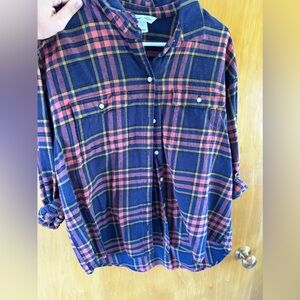 Old navy blue plaid boyfriend flannel